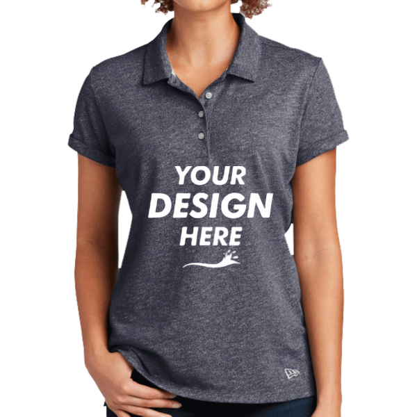 New Era Women's Slub Twist Polo, True Navy Twist, Front view, Mockup