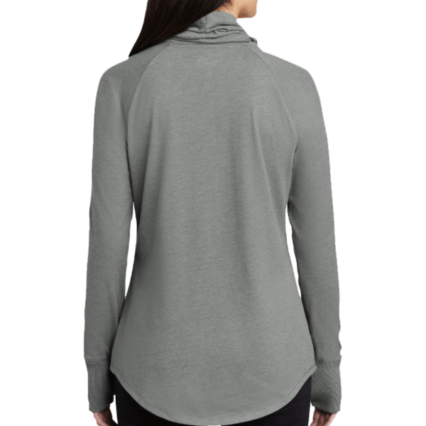 New Era Women's Sueded Cotton Blend Cowl Tee, Shadow Grey Heather, Back view