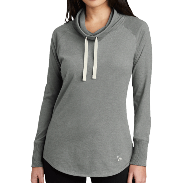 New Era Women's Sueded Cotton Blend Cowl Tee, Shadow Grey Heather, Front view