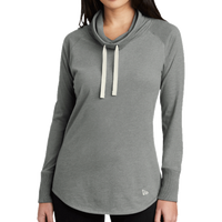 New Era Women's Sueded Cotton Blend Cowl Tee, Shadow Grey Heather, Front view