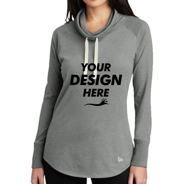 New Era Women's Sueded Cotton Blend Cowl Tee, Shadow Grey Heather, Front view, Mockup