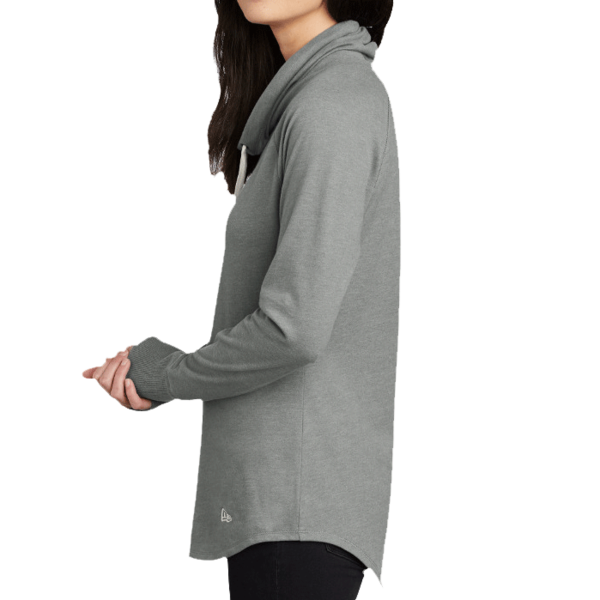 New Era Women's Sueded Cotton Blend Cowl Tee, Shadow Grey Heather, Left Sleeve view