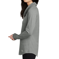 New Era Women's Sueded Cotton Blend Cowl Tee, Shadow Grey Heather, Left Sleeve view