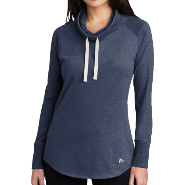 New Era Women's Sueded Cotton Blend Cowl Tee, True Navy Heather, Front view