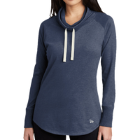 New Era Women's Sueded Cotton Blend Cowl Tee, True Navy Heather, Front view