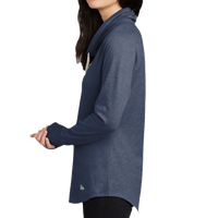 New Era Women's Sueded Cotton Blend Cowl Tee, True Navy Heather, Left Sleeve view