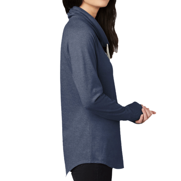 New Era Women's Sueded Cotton Blend Cowl Tee, True Navy Heather, Right Sleeve view
