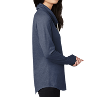 New Era Women's Sueded Cotton Blend Cowl Tee, True Navy Heather, Right Sleeve view