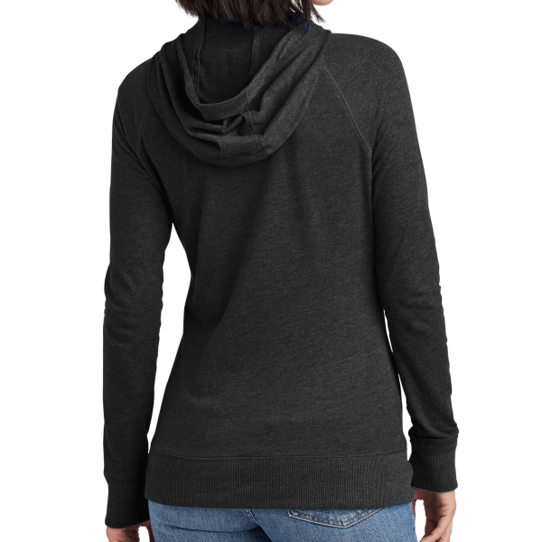 New Era Women's Sueded Cotton Blend Full Zip Hoodie, Black Heather, Back view