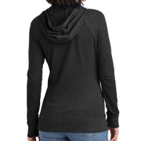 New Era Women's Sueded Cotton Blend Full Zip Hoodie, Black Heather, Back view