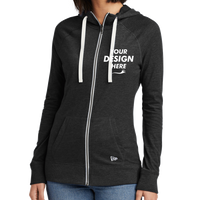 New Era Women's Sueded Cotton Blend Full Zip Hoodie, Black Heather, Front view, Mockup