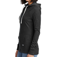 New Era Women's Sueded Cotton Blend Full Zip Hoodie, Black Heather, Left Sleeve view