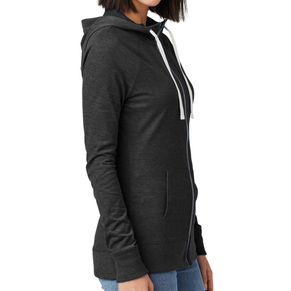New Era Women's Sueded Cotton Blend Full Zip Hoodie, Black Heather, Right Sleeve view