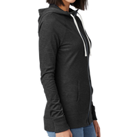 New Era Women's Sueded Cotton Blend Full Zip Hoodie, Black Heather, Right Sleeve view