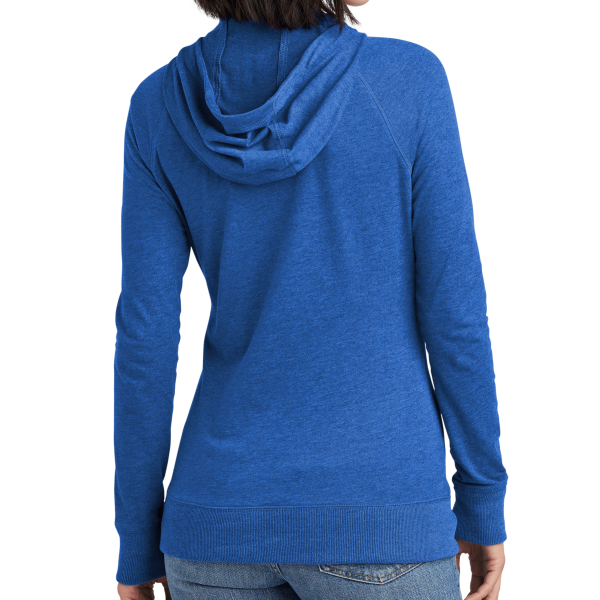 New Era Women's Sueded Cotton Blend Full Zip Hoodie, Royal Heather, Back view