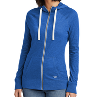 New Era Women's Sueded Cotton Blend Full Zip Hoodie, Royal Heather, Front view