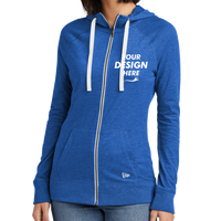 New Era Women's Sueded Cotton Blend Full Zip Hoodie, Royal Heather, Front view, Mockup