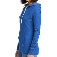 New Era Women's Sueded Cotton Blend Full Zip Hoodie, Royal Heather, Left Sleeve view