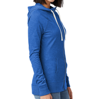 New Era Women's Sueded Cotton Blend Full Zip Hoodie, Royal Heather, Right Sleeve view
