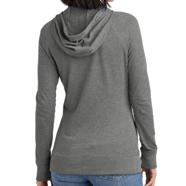 New Era Women's Sueded Cotton Blend Full Zip Hoodie, Shadow Grey Heather, Back view