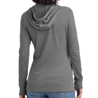 New Era Women's Sueded Cotton Blend Full Zip Hoodie, Shadow Grey Heather, Back view