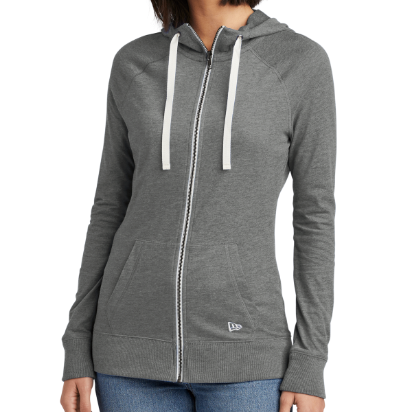 New Era Women's Sueded Cotton Blend Full Zip Hoodie, Shadow Grey Heather, Front view