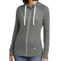 New Era Women's Sueded Cotton Blend Full Zip Hoodie, Shadow Grey Heather, Front view