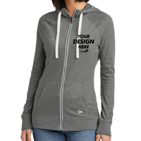 New Era Women's Sueded Cotton Blend Full Zip Hoodie, Shadow Grey Heather, Front view, Mockup