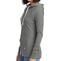 New Era Women's Sueded Cotton Blend Full Zip Hoodie, Shadow Grey Heather, Left Sleeve view