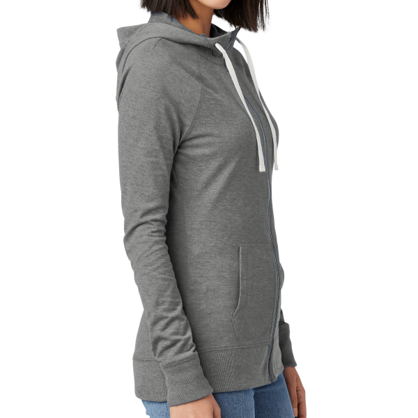 New Era Women's Sueded Cotton Blend Full Zip Hoodie, Shadow Grey Heather, Right Sleeve view