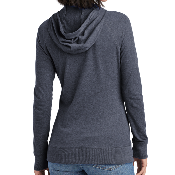 New Era Women's Sueded Cotton Blend Full Zip Hoodie, True Navy Heather, Back view