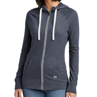 New Era Women's Sueded Cotton Blend Full Zip Hoodie, True Navy Heather, Front view
