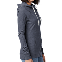 New Era Women's Sueded Cotton Blend Full Zip Hoodie, True Navy Heather, Right Sleeve view