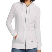 New Era Women's Sueded Cotton Blend Full Zip Hoodie, White, Front view