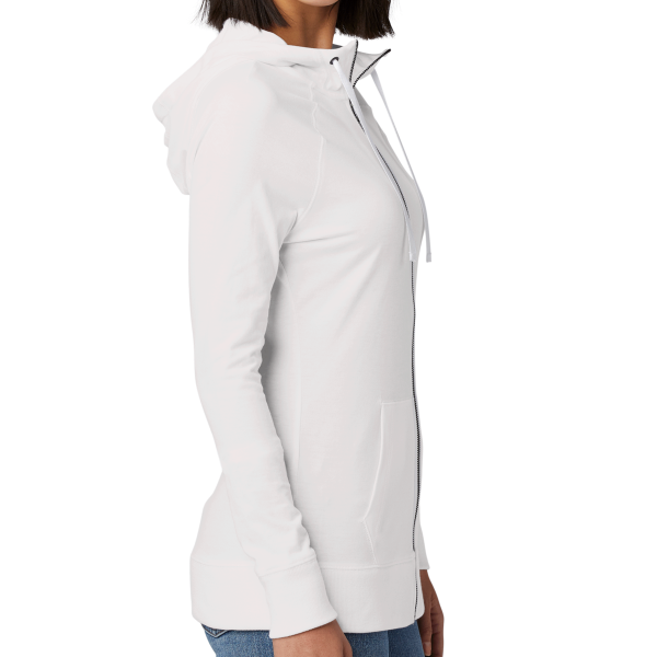 New Era Women's Sueded Cotton Blend Full Zip Hoodie, White, Right Sleeve view