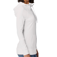 New Era Women's Sueded Cotton Blend Full Zip Hoodie, White, Right Sleeve view
