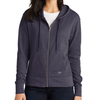 New Era Women's Thermal Full Zip Hoodie, True Navy Heather, Front view