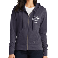 New Era Women's Thermal Full Zip Hoodie, True Navy Heather, Front view, Mockup