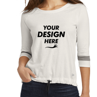 New Era Women's Tri Blend 3/4 Sleeve Tee, Fan White Solid / Shadow Grey, Front view, Mockup
