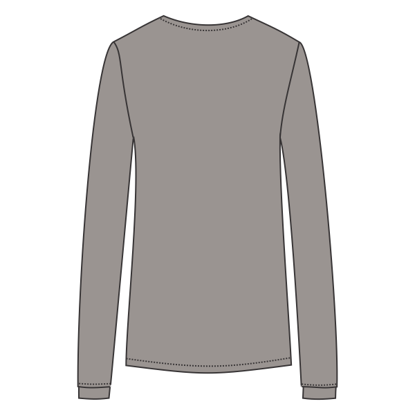New Era Women's Tri Blend 3/4 Sleeve Tee, Shadow Grey / Black Solid, Back view