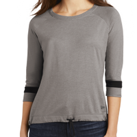 New Era Women's Tri Blend 3/4 Sleeve Tee, Shadow Grey / Black Solid, Front view