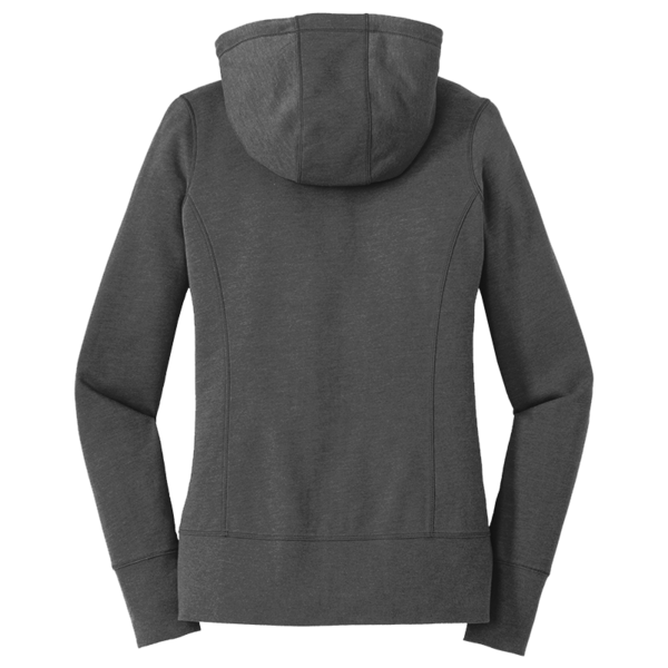New Era Women's Tri Blend Fleece Full Zip Hoodie, Black Heather, Back view