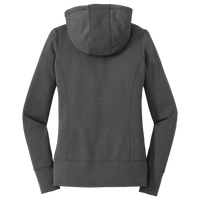 New Era Women's Tri Blend Fleece Full Zip Hoodie, Black Heather, Back view