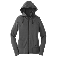 New Era Women's Tri Blend Fleece Full Zip Hoodie, Black Heather, Front view