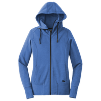 New Era Women's Tri Blend Fleece Full Zip Hoodie, Royal Heather, Front view