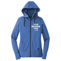 New Era Women's Tri Blend Fleece Full Zip Hoodie, Royal Heather, Front view, Mockup