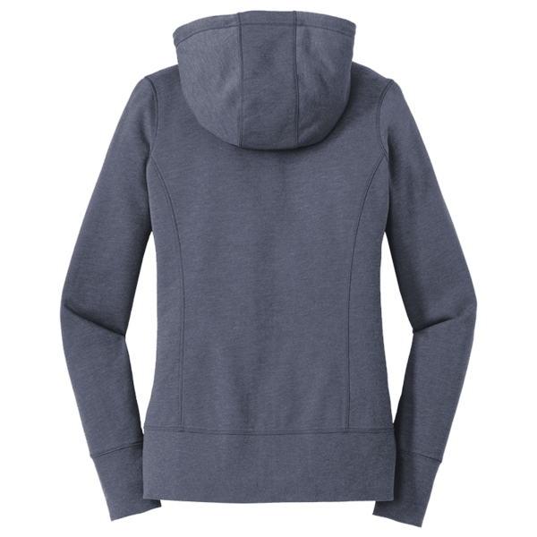 New Era Women's Tri Blend Fleece Full Zip Hoodie, True Navy Heather, Back view