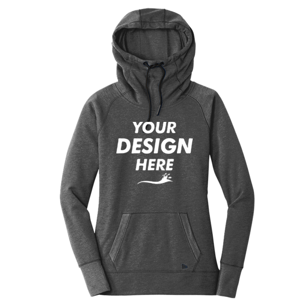 New Era Women's Tri Blend Fleece Pullover Hoodie, Black Heather, Front view, Mockup