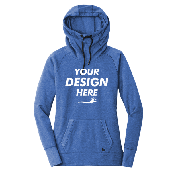 New Era Women's Tri Blend Fleece Pullover Hoodie, Royal Heather, Front view, Mockup