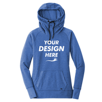 New Era Women's Tri Blend Fleece Pullover Hoodie, Royal Heather, Front view, Mockup